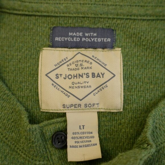 St John's‎ Bay Green Super Soft Tall LT Henley Sweater Cotton Polyester - Picture 6 of 8